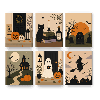 6 Mini Paintings - Halloween Porch Set - Paint by numbers