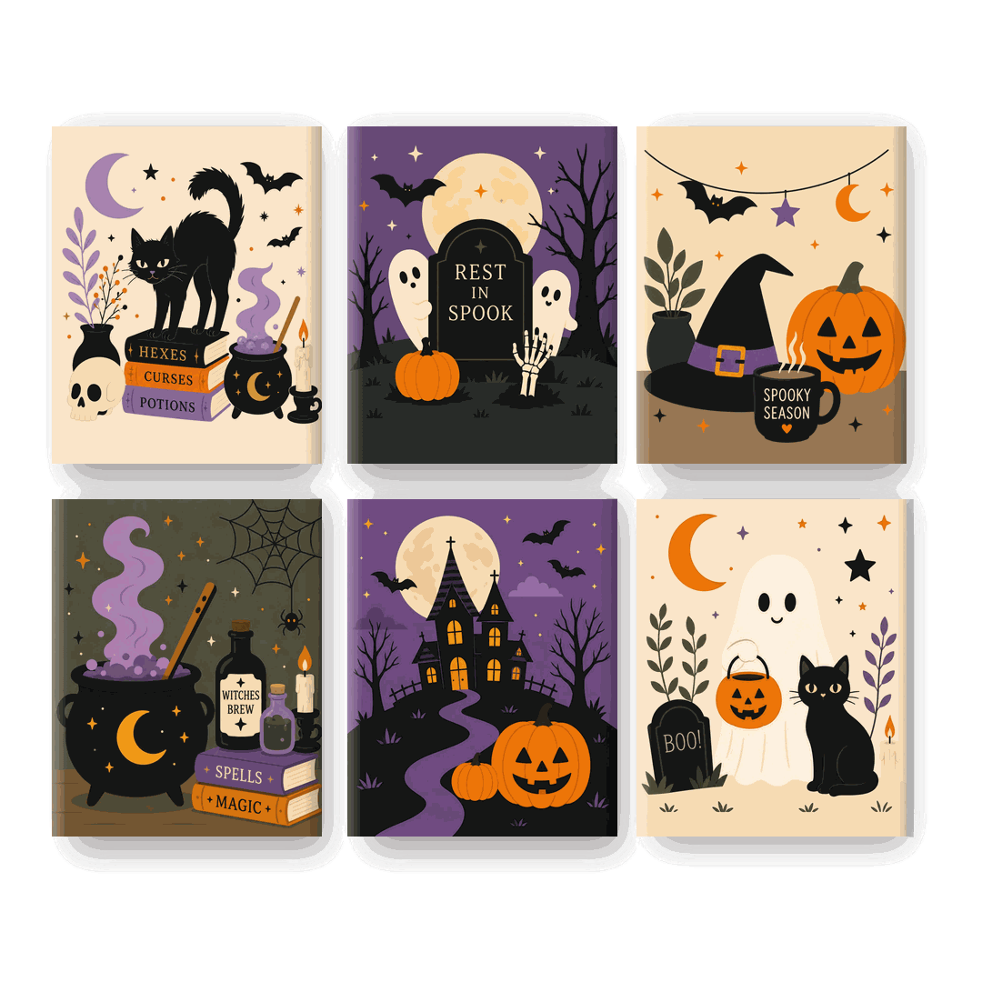 6 Mini Paintings - Witches Kitchen Set - Paint by numbers