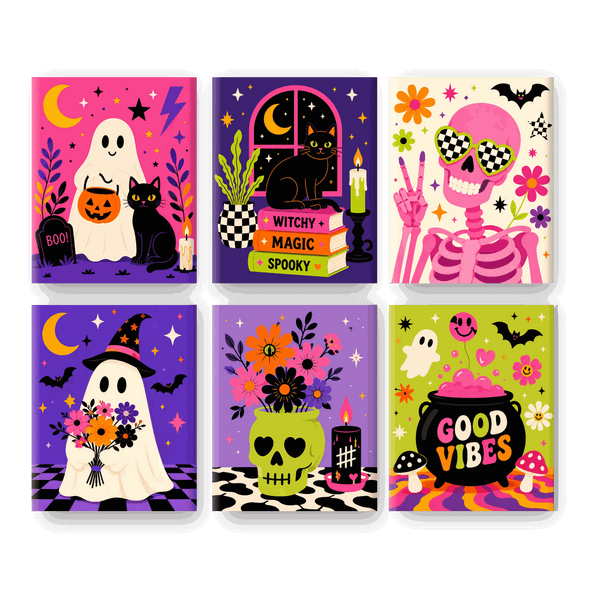6 Mini Paintings - Colorful Halloween Set - Paint by numbers