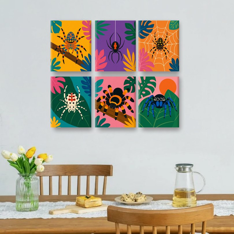 6 Mini Paintings - Exotic Spider Set