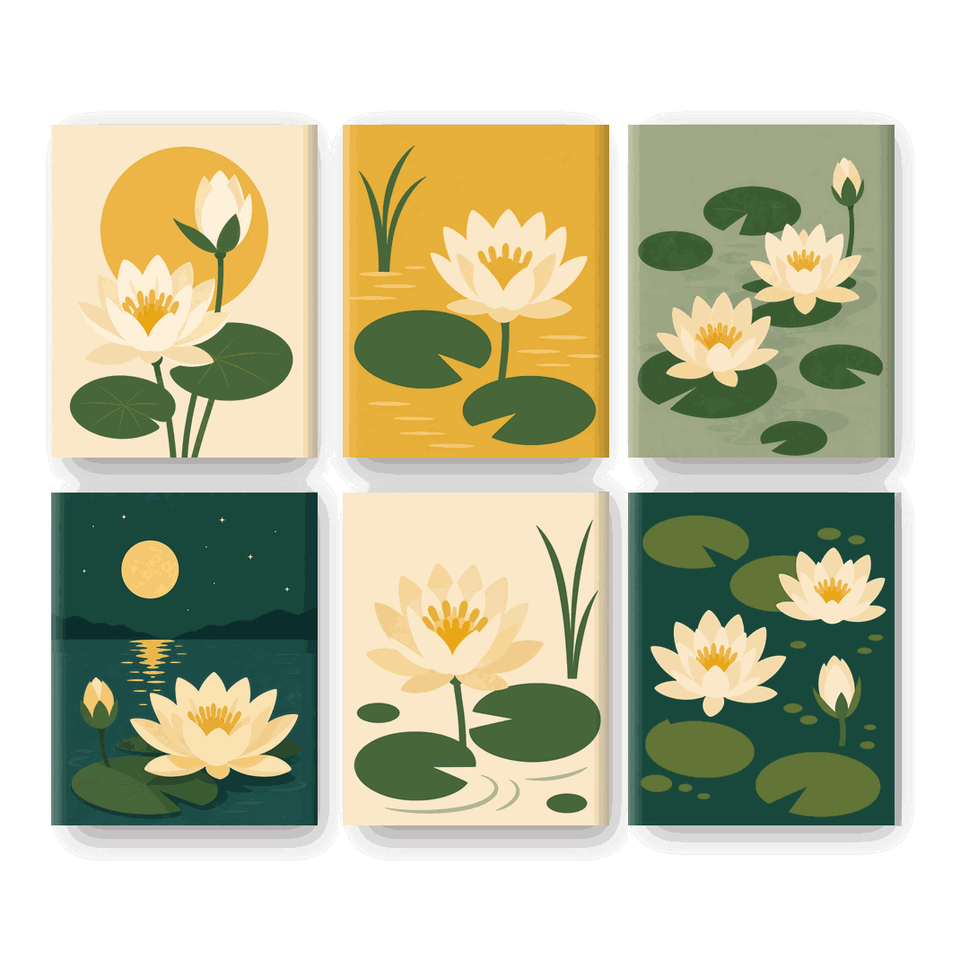 6 Mini Paintings - Lotus Set
