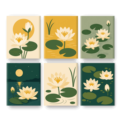 6 Mini Paintings - Lotus Set