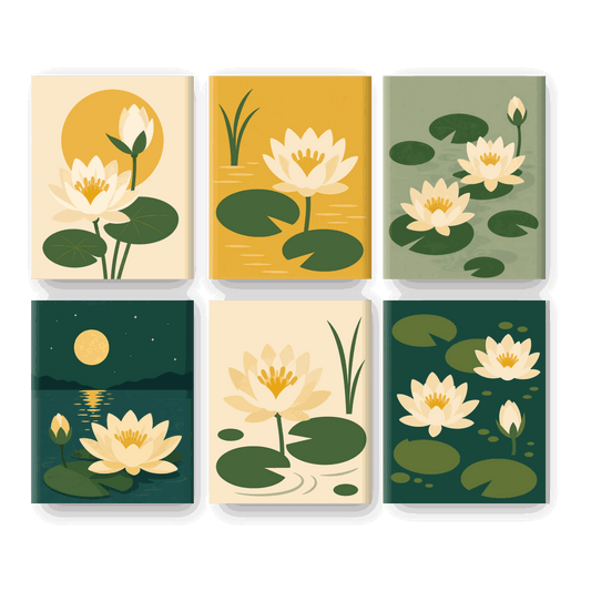 6 Mini Paintings - Lotus Set