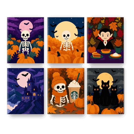 6 Mini Paintings - Autumn Spooktacular Set