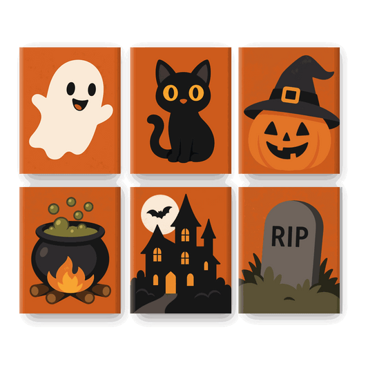 6 Mini Paintings - Classic Halloween Set