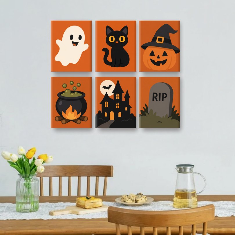 6 Mini Paintings - Classic Halloween Set