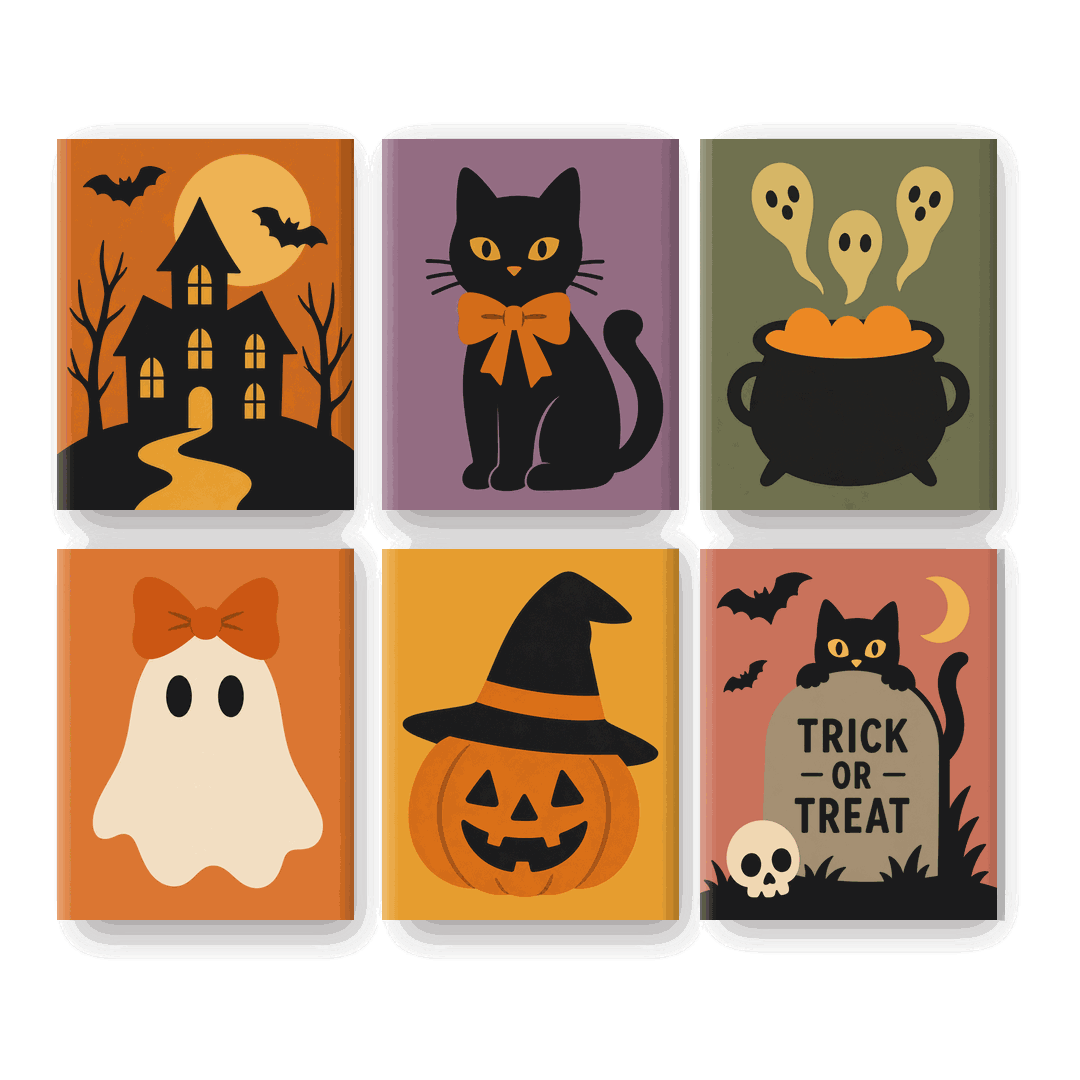 6 Mini Paintings - Cute Halloween Set