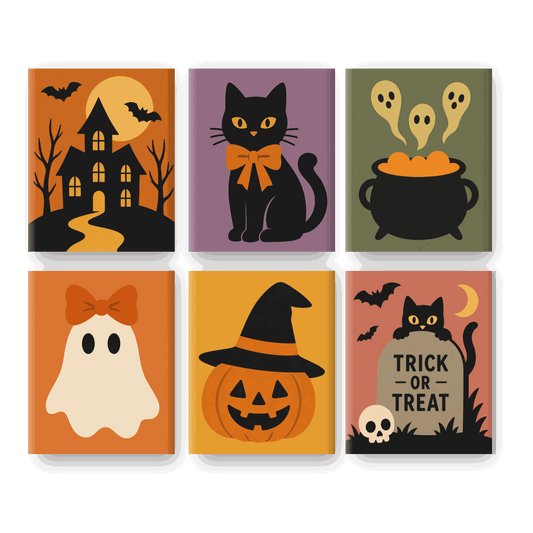 6 Mini Paintings - Cute Halloween Set