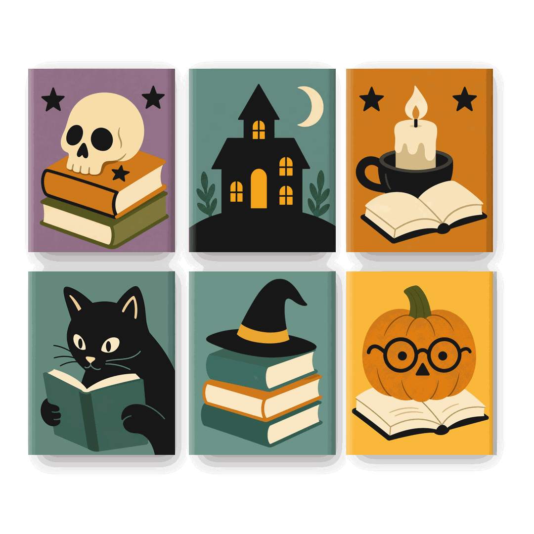 6 Mini Paintings - Haunted Library Set - Paint by numbers