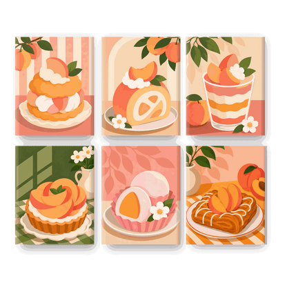6 Mini Paintings - Peach Delights Set - Paint by numbers