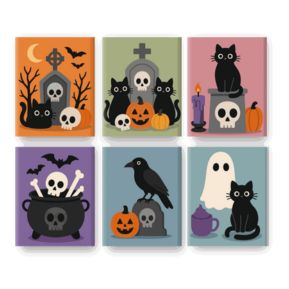 6 Mini Paintings - Spooky Little Friends Set