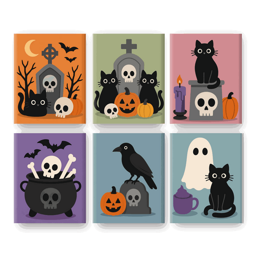 6 Mini Paintings - Spooky Little Friends Set