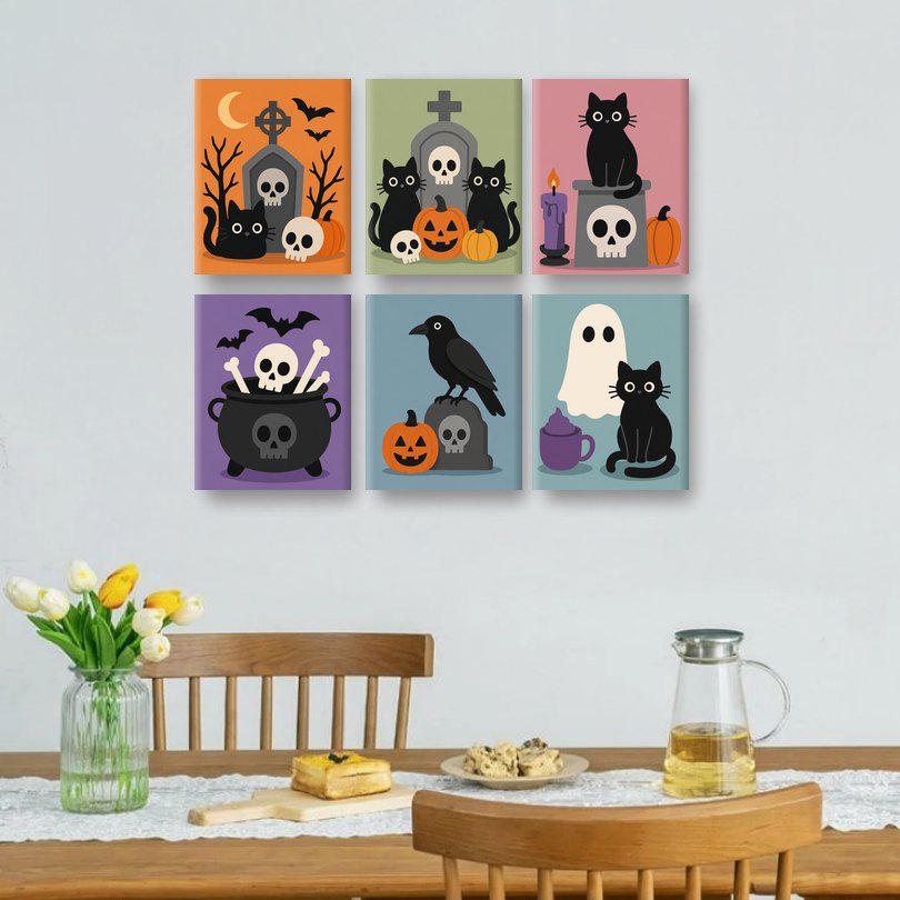 6 Mini Paintings - Spooky Little Friends Set