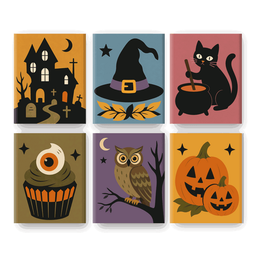 6 Mini Paintings - Spooky Posters Set