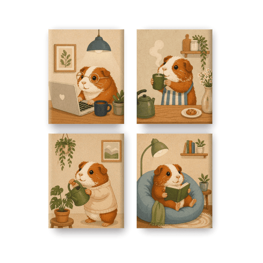 4 Mini Paintings - Guinea Pig Set- Paint by Numbers