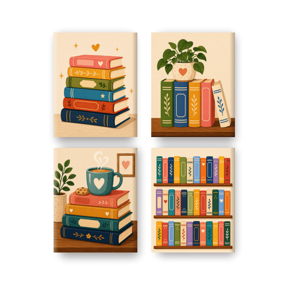 4 Mini Paintings - Colorful Book Set- Paint by Numbers