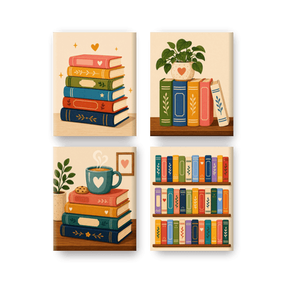 4 Mini Paintings - Colorful Book Set- Paint by Numbers