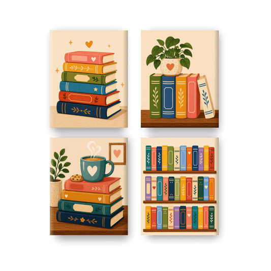 4 Mini Paintings - Colorful Book Set- Paint by Numbers