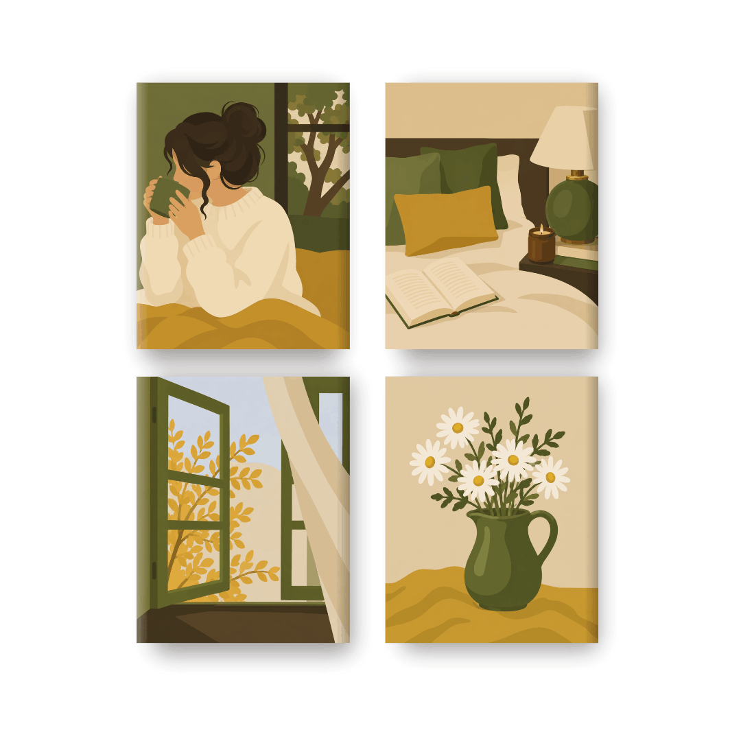 4 Mini Paintings - Golden Window Set- Paint by Numbers