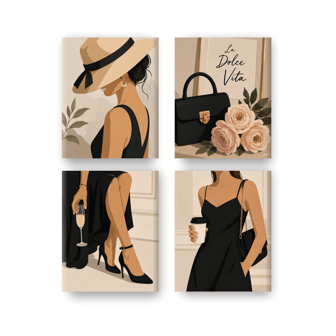 4 Mini Paintings - Coffee & Chic Set- Paint by Numbers