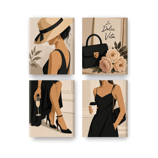 4 Mini Paintings - Coffee & Chic Set- Paint by Numbers
