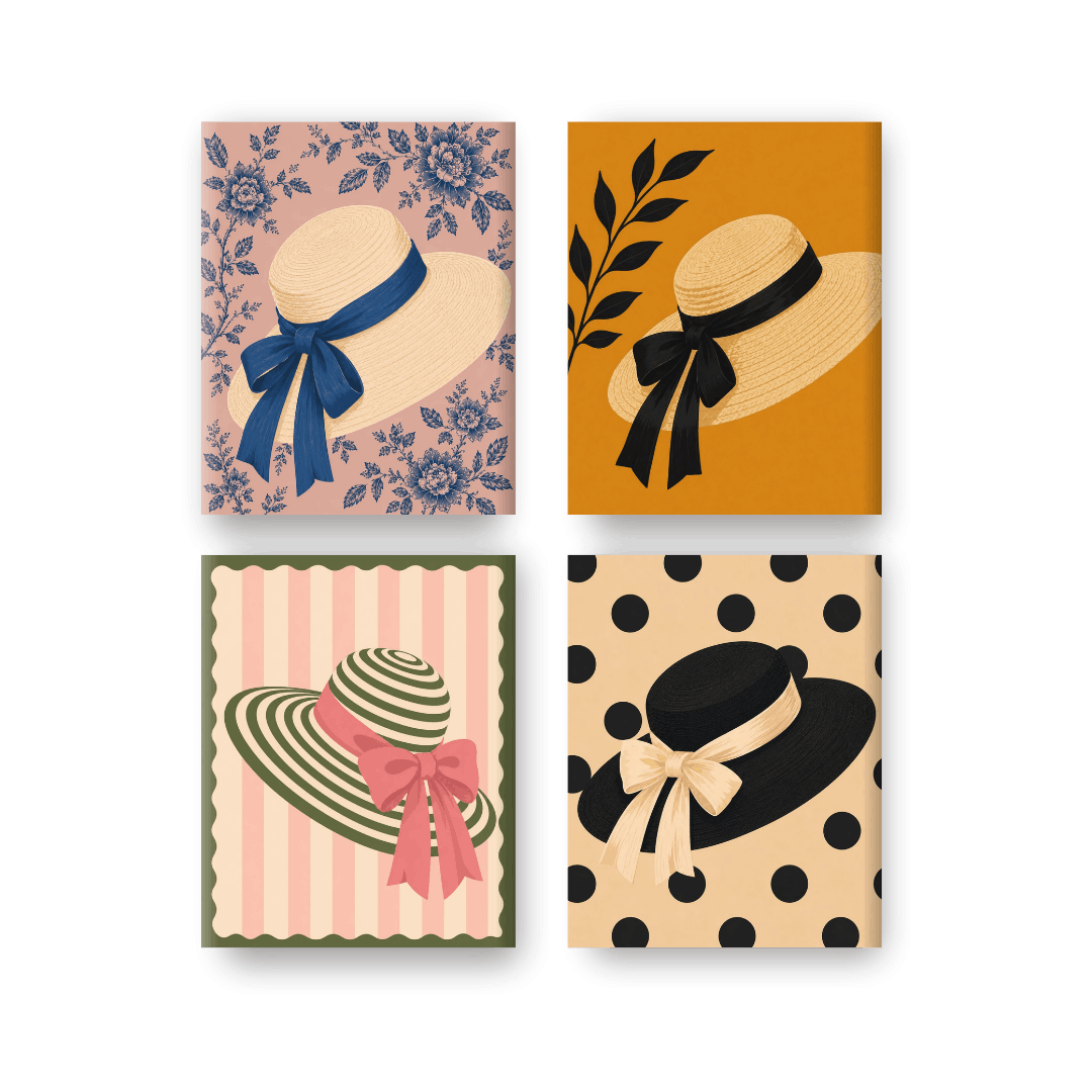 4 Mini-tableaux - Set Chapeau d'Été - Peinture par numéros