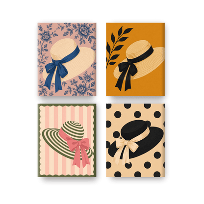 4 Mini-tableaux - Set Chapeau d'Été - Peinture par numéros