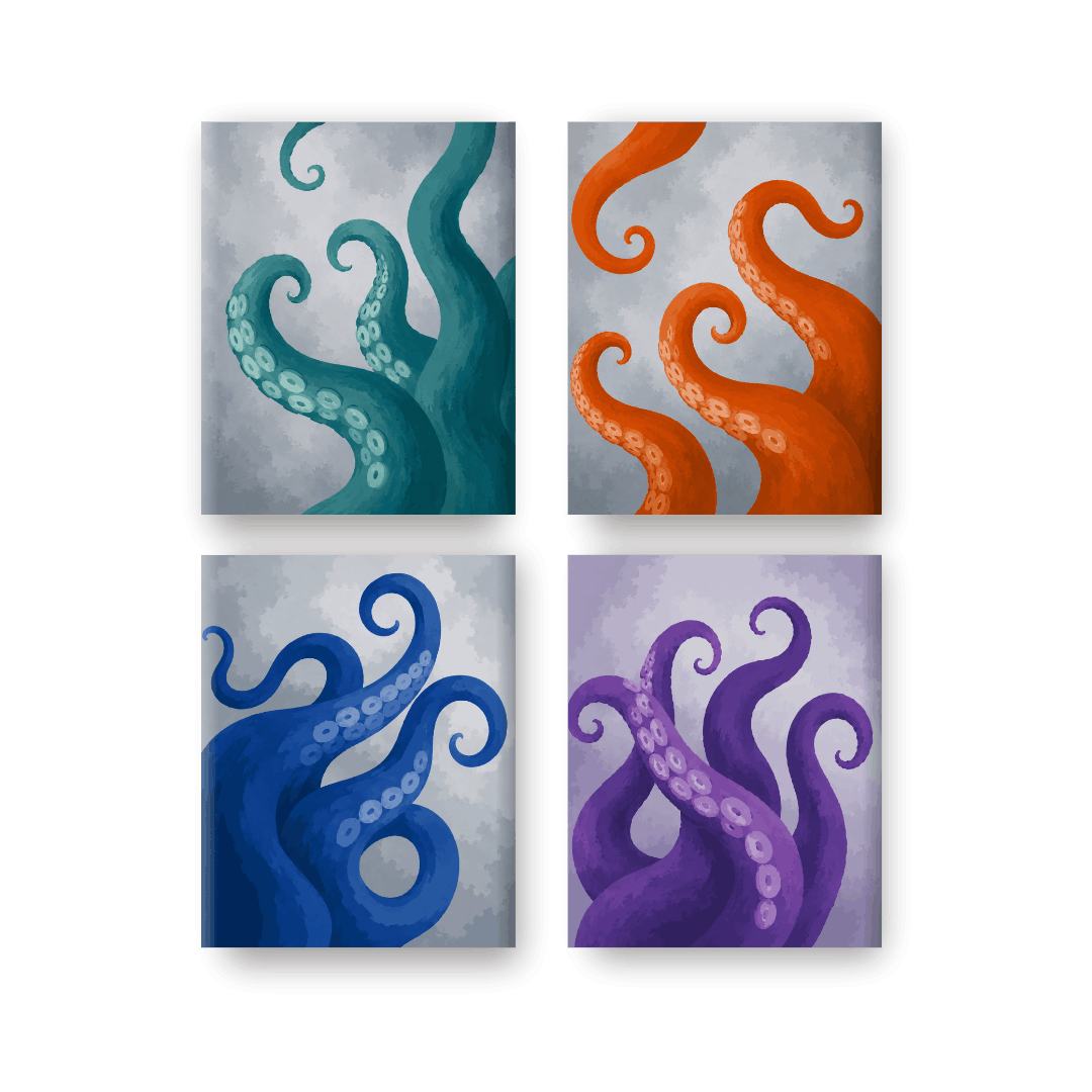 4 minimalerier - Tentakler-sett - Maleri etter tall