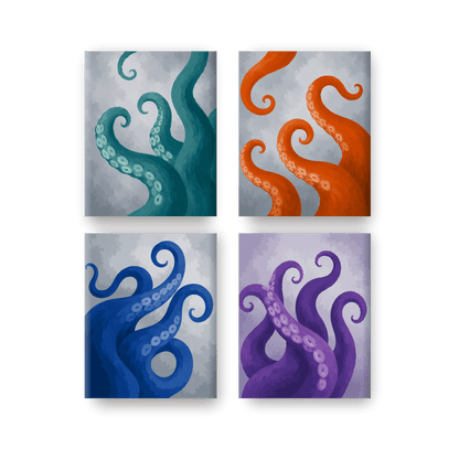 4 minimalerier - Tentakler-sett - Maleri etter tall
