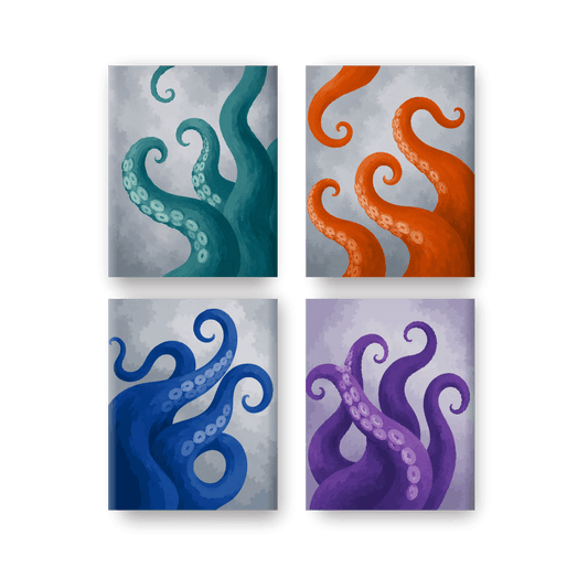4 Mini-tableaux - Ensemble Tentacules - Peinture à numéros