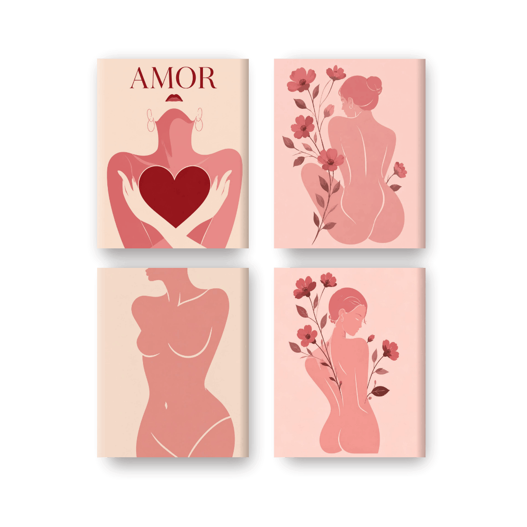 4 Mini Paintings - Feminine Form Set- Paint by Numbers