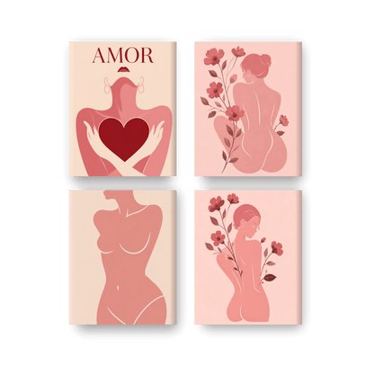 4 Mini Paintings - Feminine Form Set- Paint by Numbers