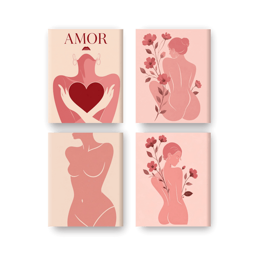 4 Mini-tableaux - Set Forme Féminine - Peinture par numéros