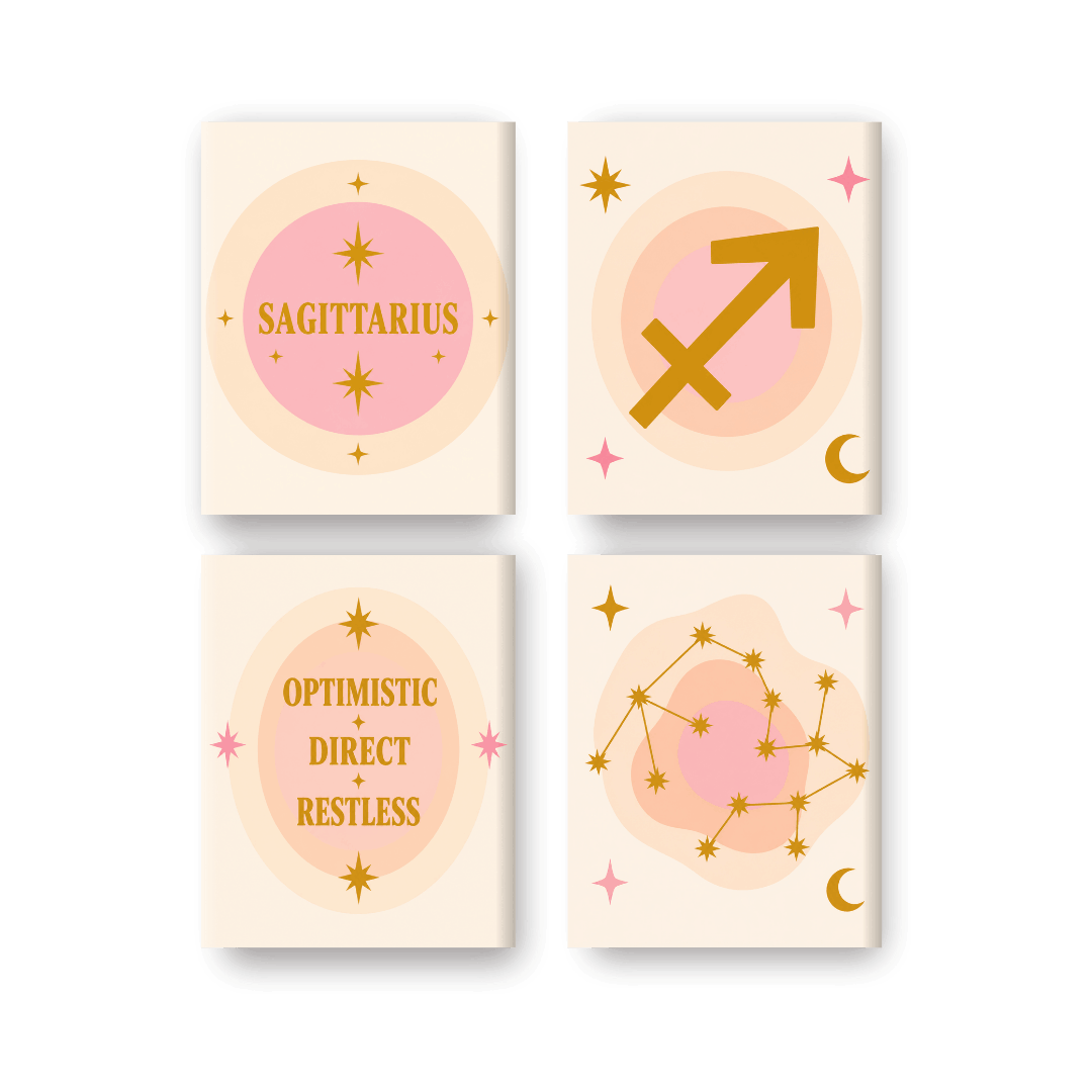 4 Mini-tableaux - Set Sagittaire - Peinture par numéros