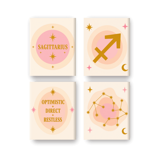 4 Mini-tableaux - Set Sagittaire - Peinture par numéros