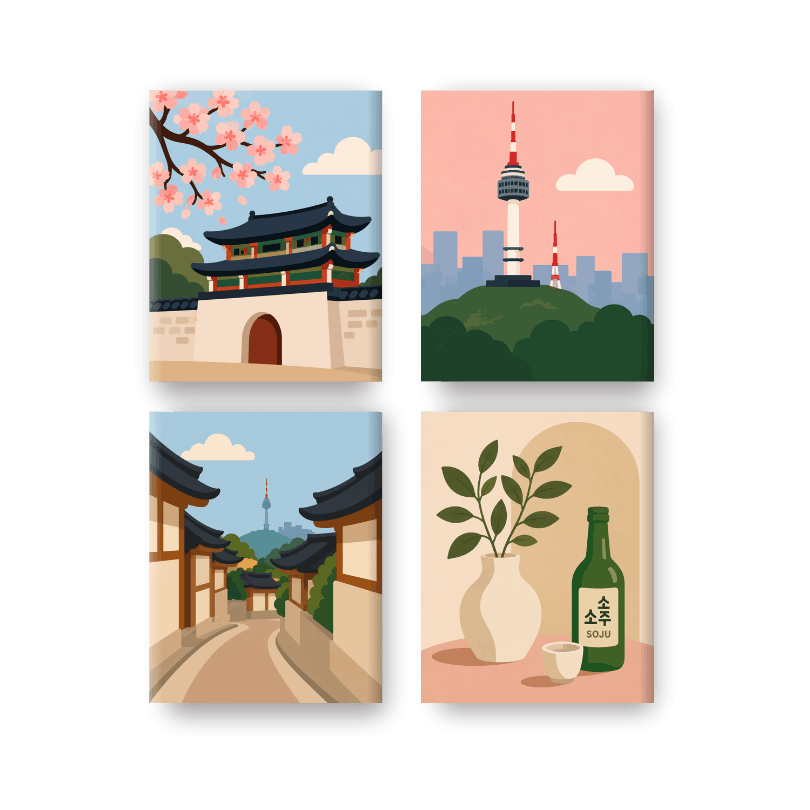 4 Minitavlor - Soju-paket- Måla efter nummer