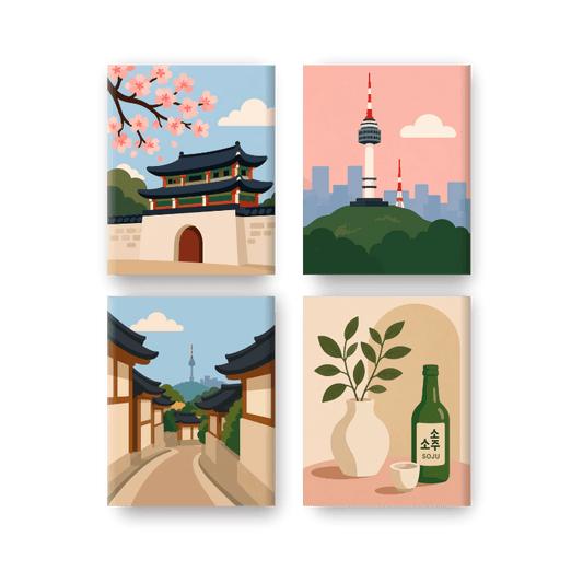 4 Mini-tableaux - Set Soju - Peinture à numéros