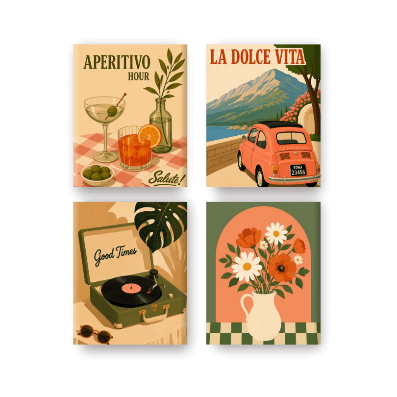 4 Mini Paintings - Aperitivo Set - Paint by numbers