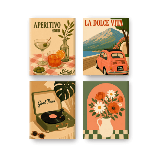 4 Mini Quadri - Set Aperitivo- Dipingi con i numeri