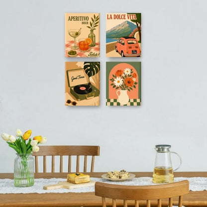 4 Mini Paintings - Aperitivo Set