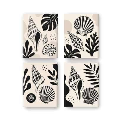4 Mini Paintings - Seashell Ink Set- Paint by Numbers