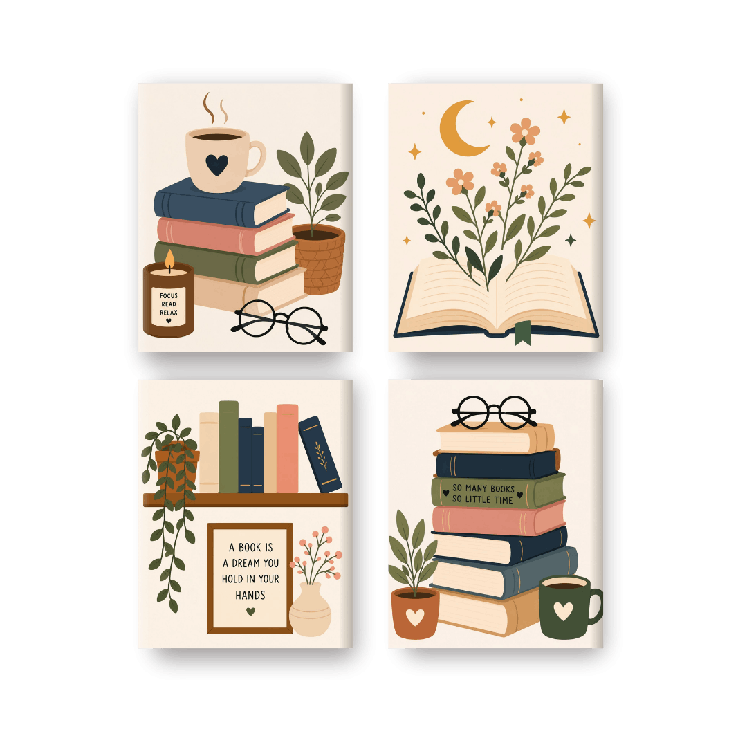 4 Mini Paintings - Book Lover Set- Paint by Numbers