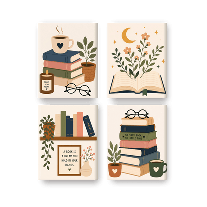 4 Mini Paintings - Book Lover Set- Paint by Numbers