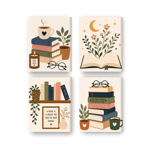 4 Mini Paintings - Book Lover Set- Paint by Numbers