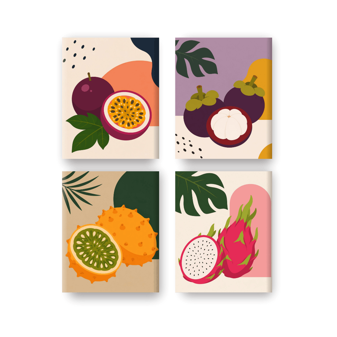 4 Mini Paintings - Tropical Fruit Set- Paint by Numbers