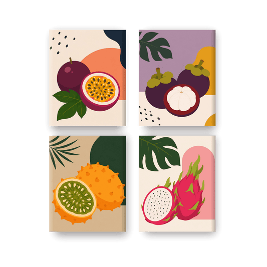 4 Mini Paintings - Tropical Fruit Set- Paint by Numbers