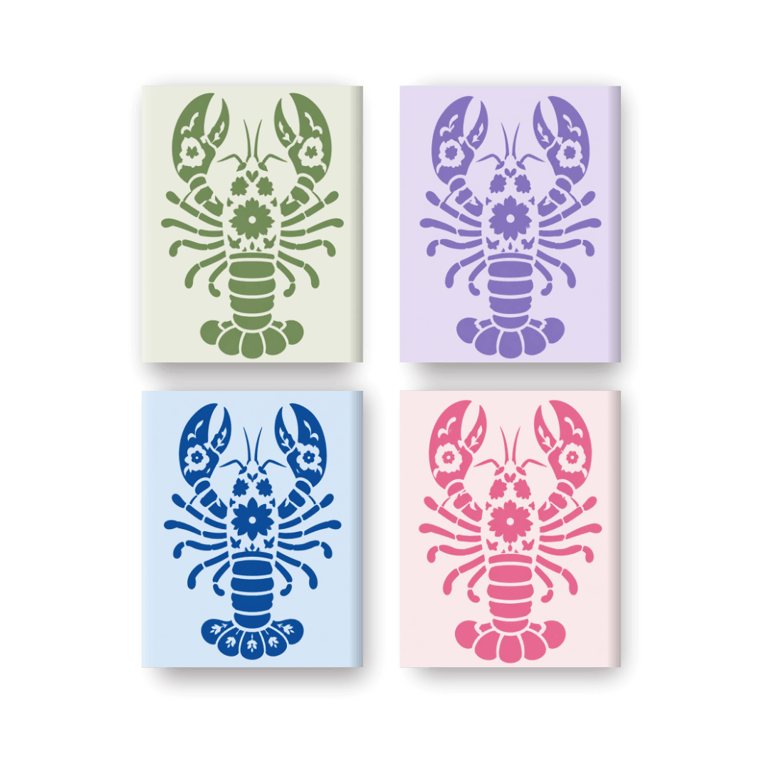 4 Mini Paintings - Delft Lobsters Set- Paint by Numbers
