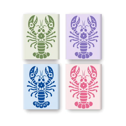 4 Mini Paintings - Delft Lobsters Set- Paint by Numbers