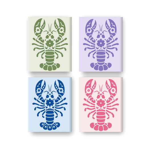 4 Mini Paintings - Delft Lobsters Set- Paint by Numbers