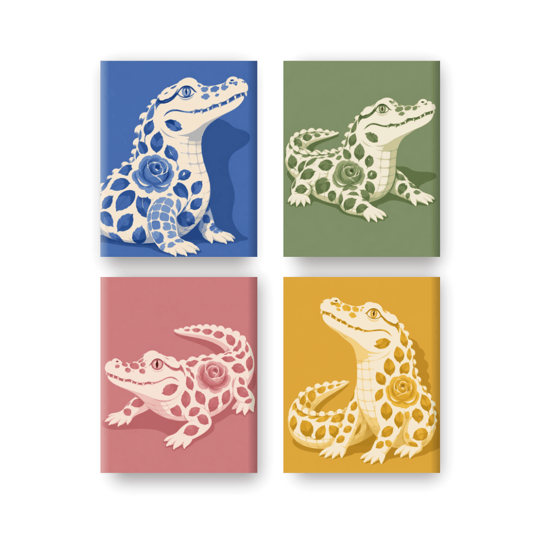 4 Mini Paintings - Delft Pop Crocs Set- Paint by Numbers